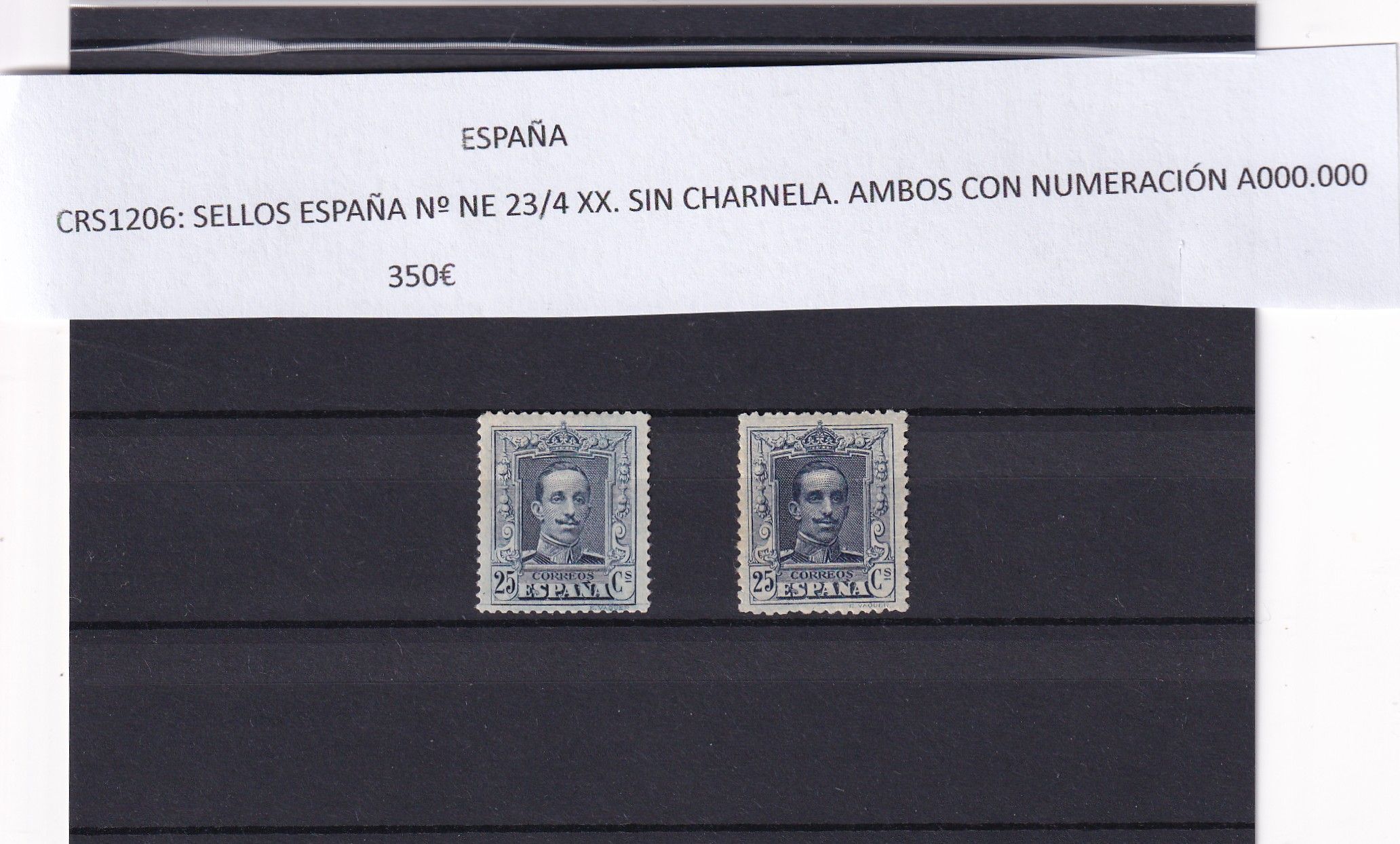 CRS1206 CRS1206 SELLOS ESPAÑA Nº NE 23/4 XX. SIN CHARNELA. AMBOS CON NUMERACIÓN A000.000 - Imagen 1