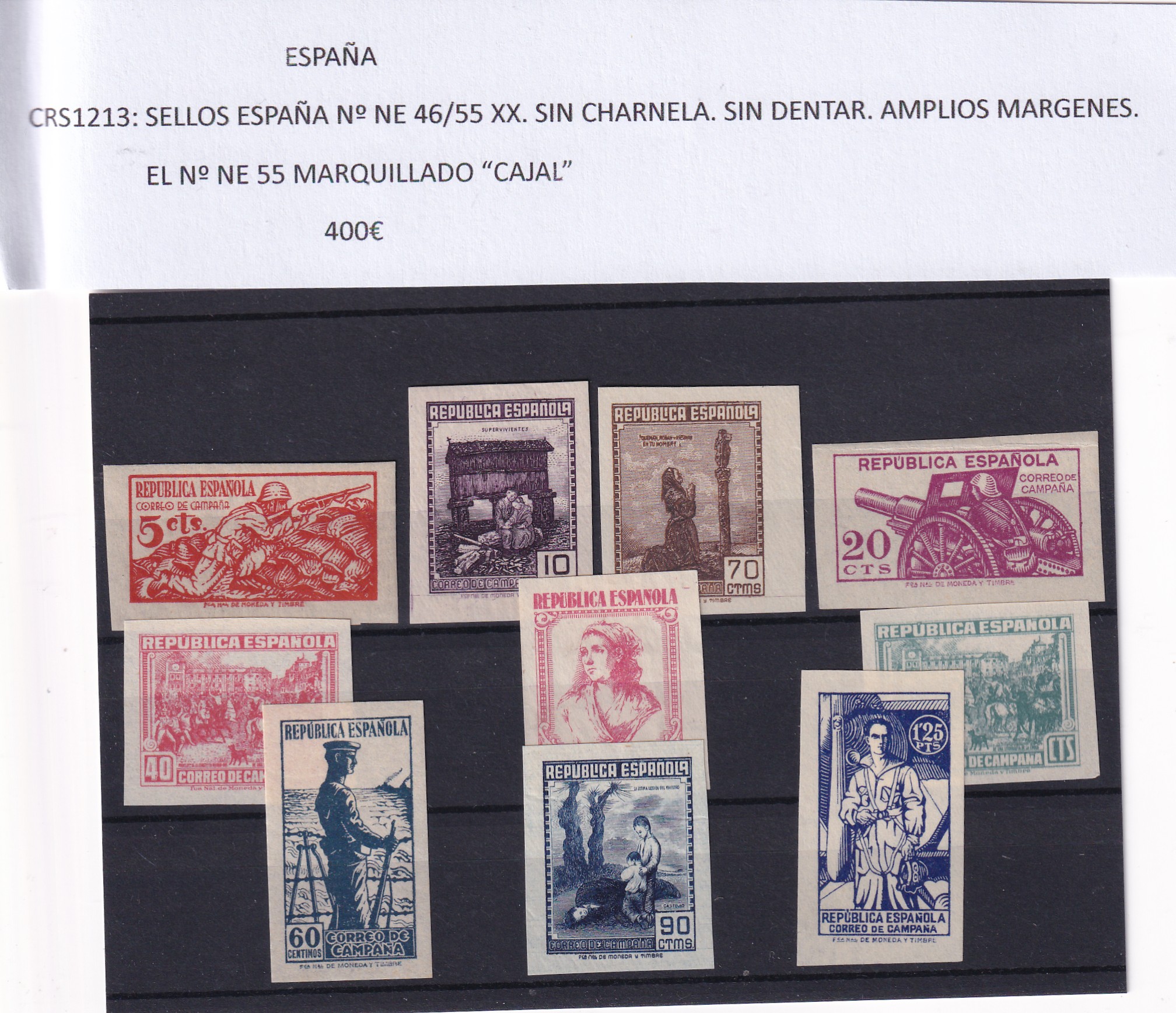 CRS1213 CRS1213 SELLOS ESPAÑA Nº NE 46/55 XX. SIN CHARNELA. SIN DENTAR. AMPLIOS MARGENES. EL Nº NE 55 MARQUILLADO "CAJAL" - Imagen 1