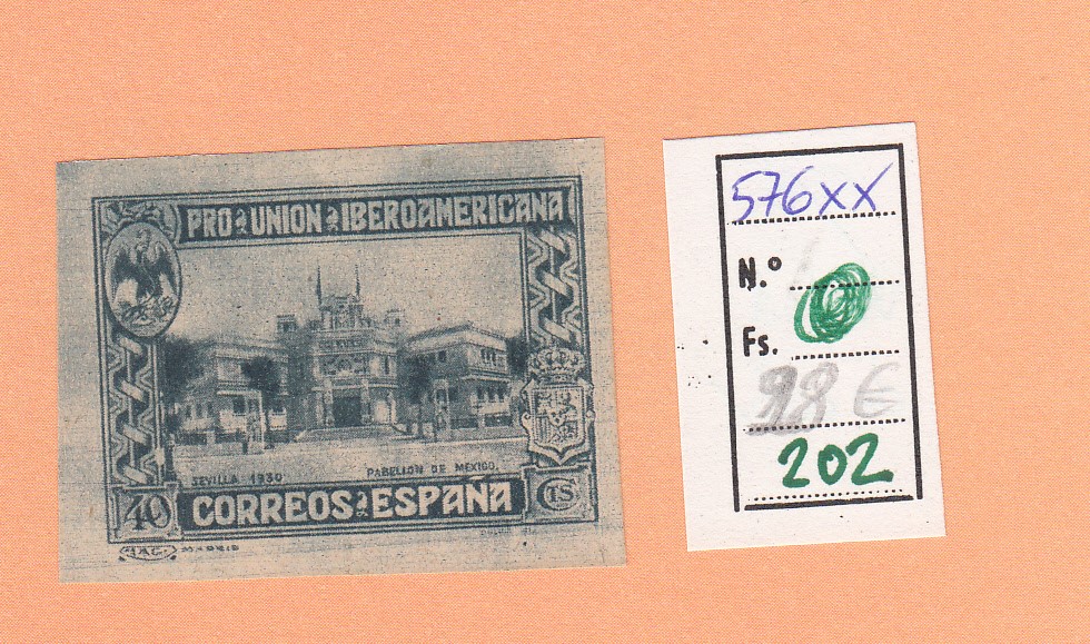 CRSE0202 CRSE0202 SELLO ESPAÑA Nº CAT Nº 576XX DIN DENTAR VARIEDAD DE COLOR - Imagen 1