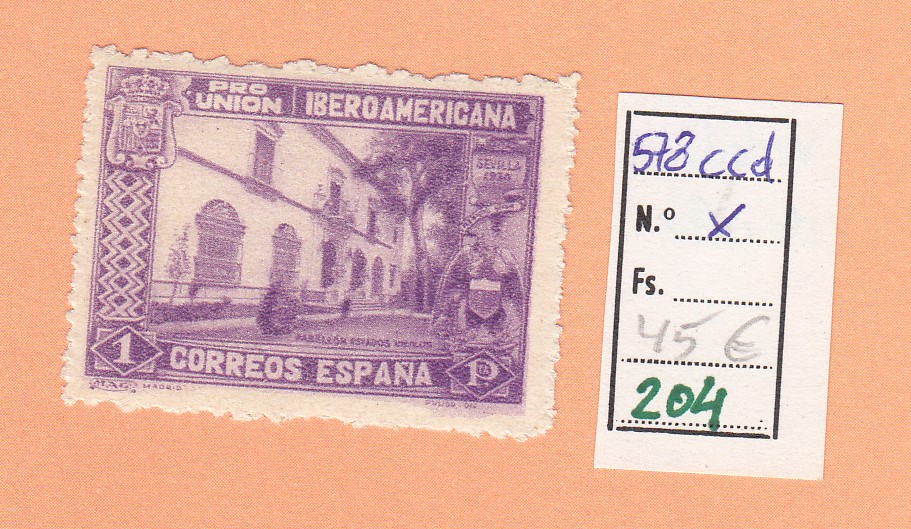 CRSE0204 CRSE0204 SELLO ESPAÑA Nº CAT Nº 578CCD X VARIEDAD DE COLOR - Imagen 1