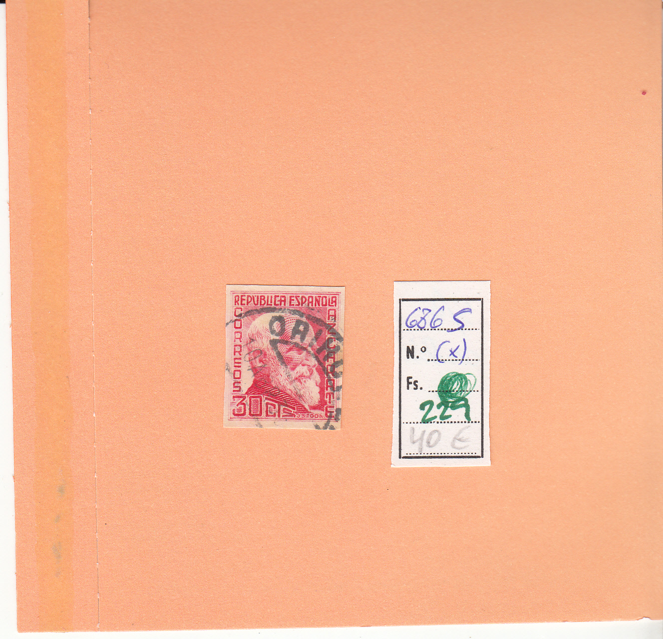 CRSE0229 CRSE0229 SELLO ESPAÑA Nº CAT Nº 686S X SIN DENTAR CIRCULADO - Imagen 1