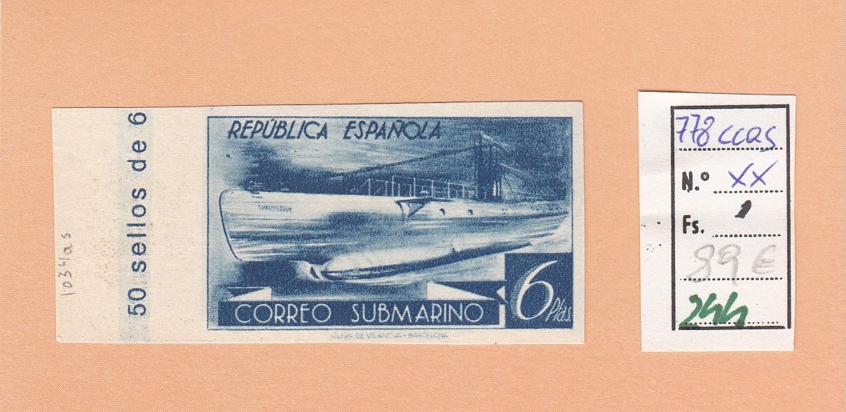 CRSE0244 CRSE0244 SELLO ESPAÑA Nº CAT Nº 778CCRS XX COLOR AZUL SIN DENTAR - Imagen 1