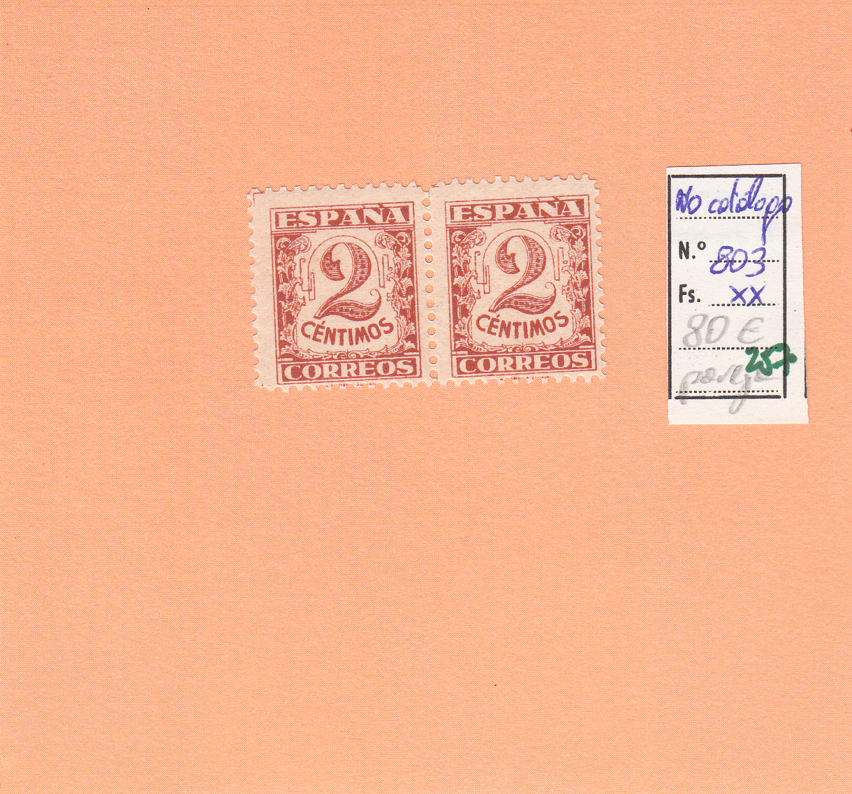 CRSE0257 CRSE0257 SELLO ESPAÑA Nº CAT Nº 803XX IMPRESO AL DORSO - Imagen 1