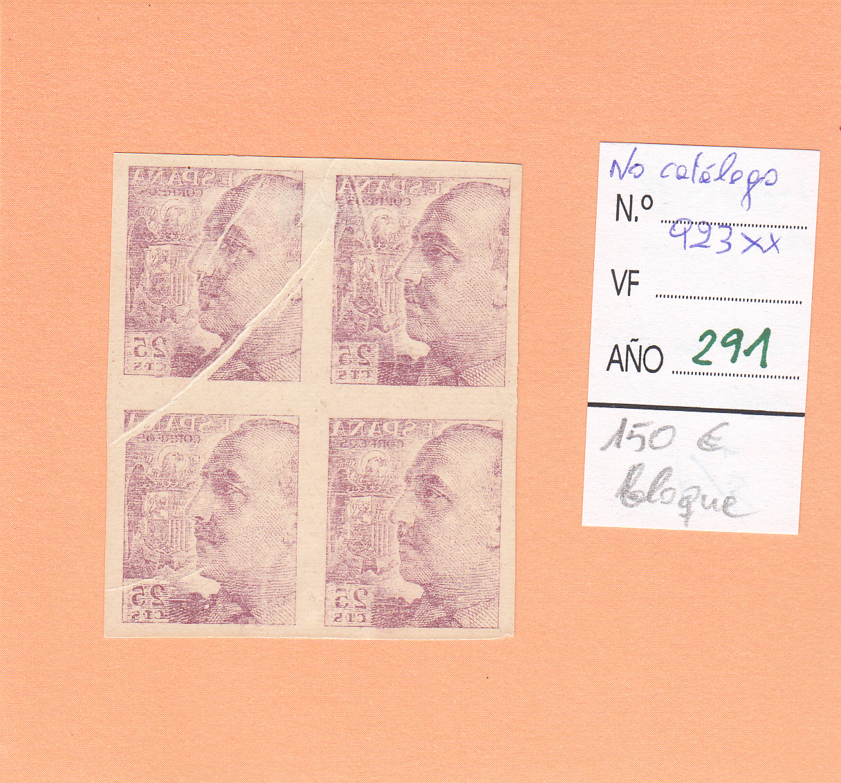 CRSE0291 CRSE0291 SELLO ESPAÑA Nº CAT Nº 923XX IMPRESION AL REVES FUELLE - Imagen 1