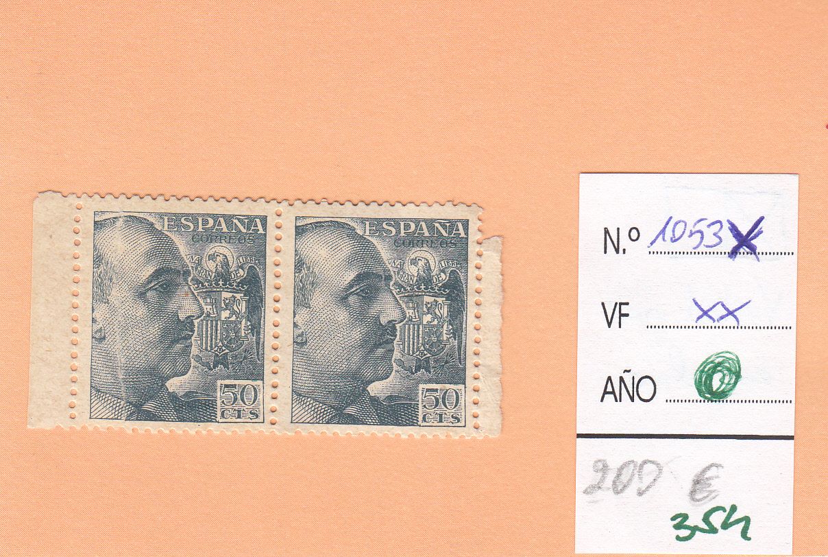 CRSE0354 CRSE0354 SELLO ESPAÑA Nº CAT Nº 1053X VARIEDAD EMPALME - Imagen 1