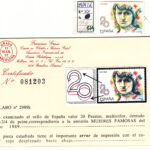 CRSE0374 SELLO ESPAÑA Nº CAT Nº 2989ID XX COLOR ROJO DESPLAZADO