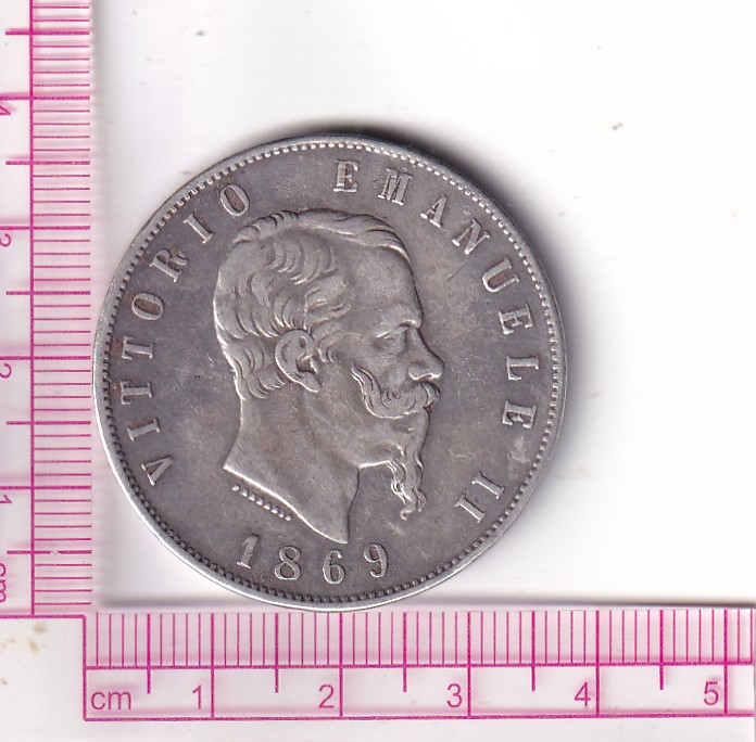 CR1282 CR1282 MONEDA ITALIA 5 LIRAS 1869 PLATA EBC - Imagen 1