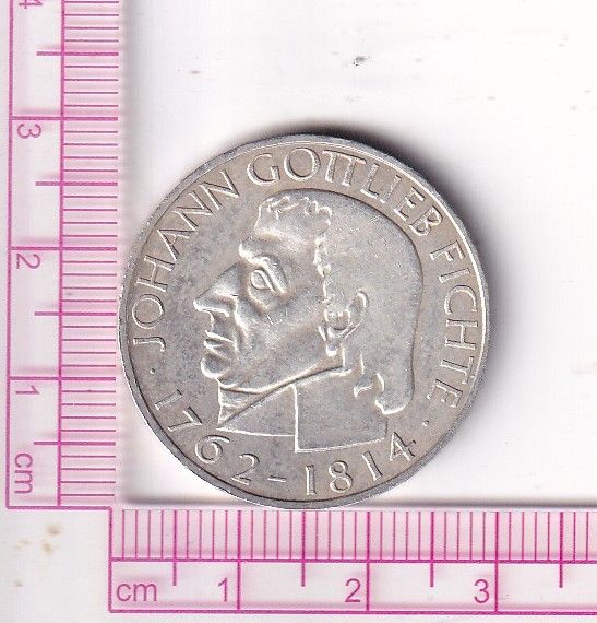 CR1416 CR1416 MONEDA ALEMANIA FILOSOFO GOTTLIEB 5 MARCOS 1964 PLATA SIN CIRCULAR - Imagen 1