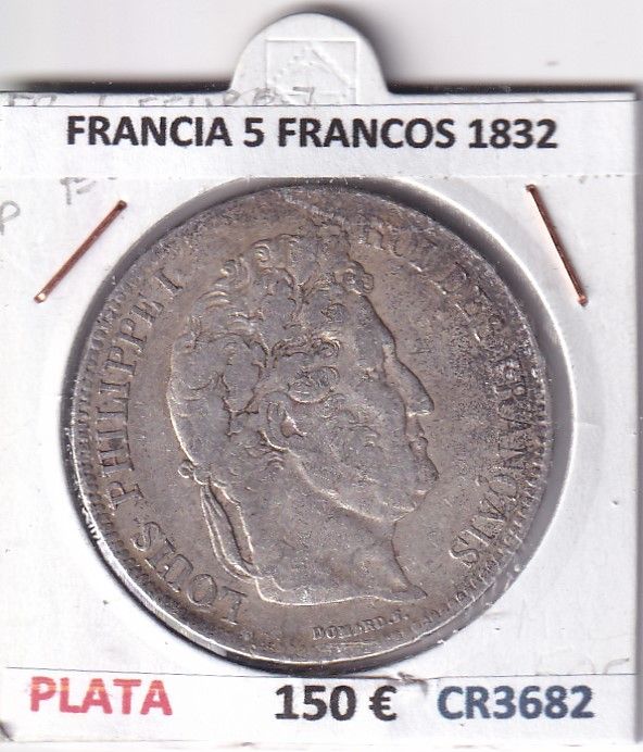 CR3682 CR3682 MONEDA FRANCIA 5 FRANCOS 1832 LUIS FELIPE I PERPIGÑAN PLATA - Imagen 1