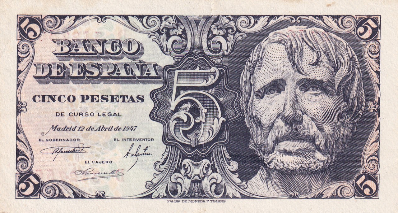 CRBS3209 CRBS3209 BILLETE ESPAÑA 5 PESETAS 1947 SERIE D EBC+ - Imagen 1