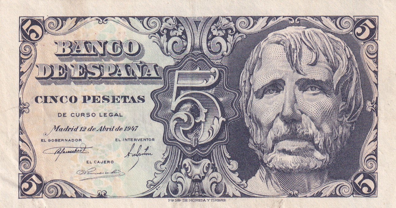 CRBS3212 CRBS3212 BILLETE ESPAÑA 5 PESETAS 1947 SERIE B EBC - Imagen 1