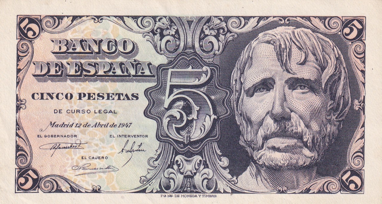 CRBS3213 CRBS3213 BILLETE ESPAÑA 5 PESETAS 1947 SIN SERIE EBC+ - Imagen 1