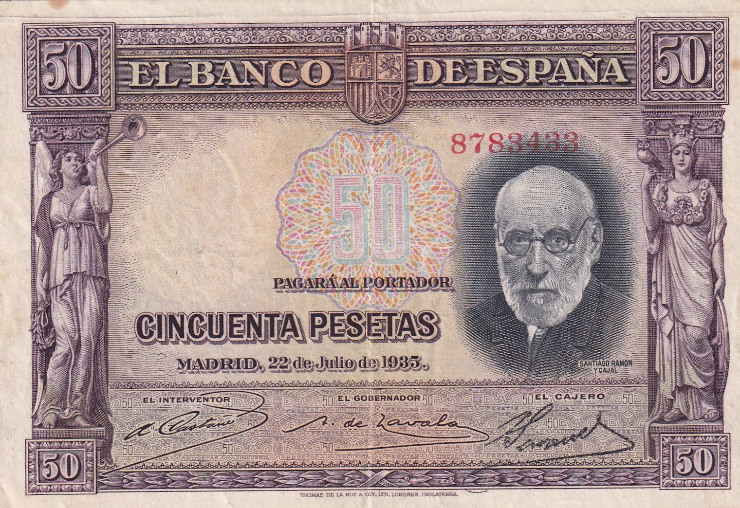 CRBS3232 CRBS3232 BILLETE ESPAÑA 50 PESETAS 1935 SIN SERIE MBC - Imagen 1