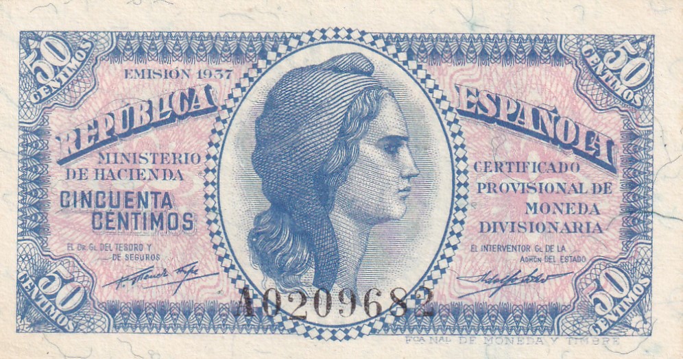 CRBS3308 CRBS3308 BILLETE ESPAÑA 50 CENTIMOS 1937 SERIE A S/C - Imagen 1