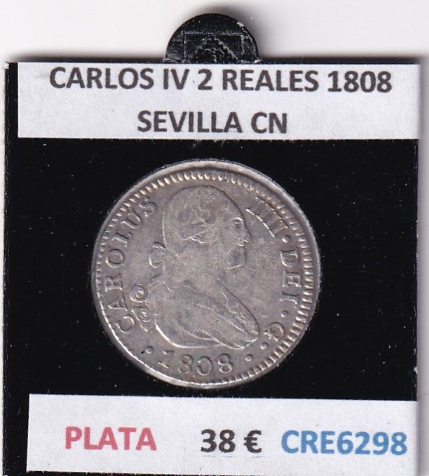 CRE6298 CRE6298 MONEDA ESPAÑA CARLOS IV 2 REALES 1808 SEVILLA CN PLATA - Imagen 1