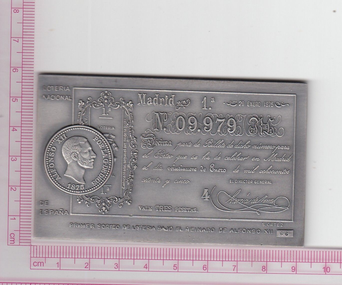 CREXP731 CREXP731 PLACA CONM. 1º SORTEO LOTERIA NACIONAL REINADO ALFONSO XII - Imagen 1