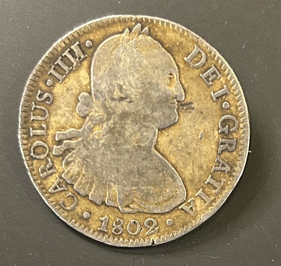 CREXP741 CREXP741 MONEDA ESPAÑA CARLOS IV 8 REALES 1802 MEXICO FY CON ENGARCE TRASERO PLATA - Imagen 1