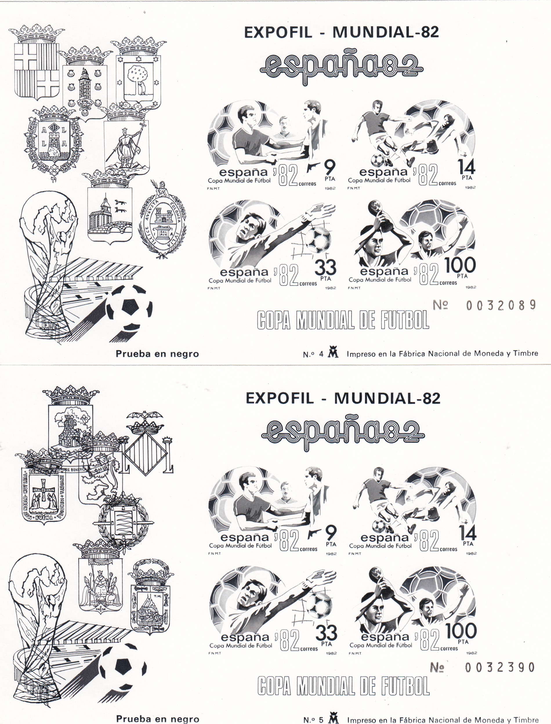 CRS1458 CRS1458 ESPAÑA PRUEBAS DE LUJO Nº 4/5. Año 1982. Distinta numeración - Imagen 1