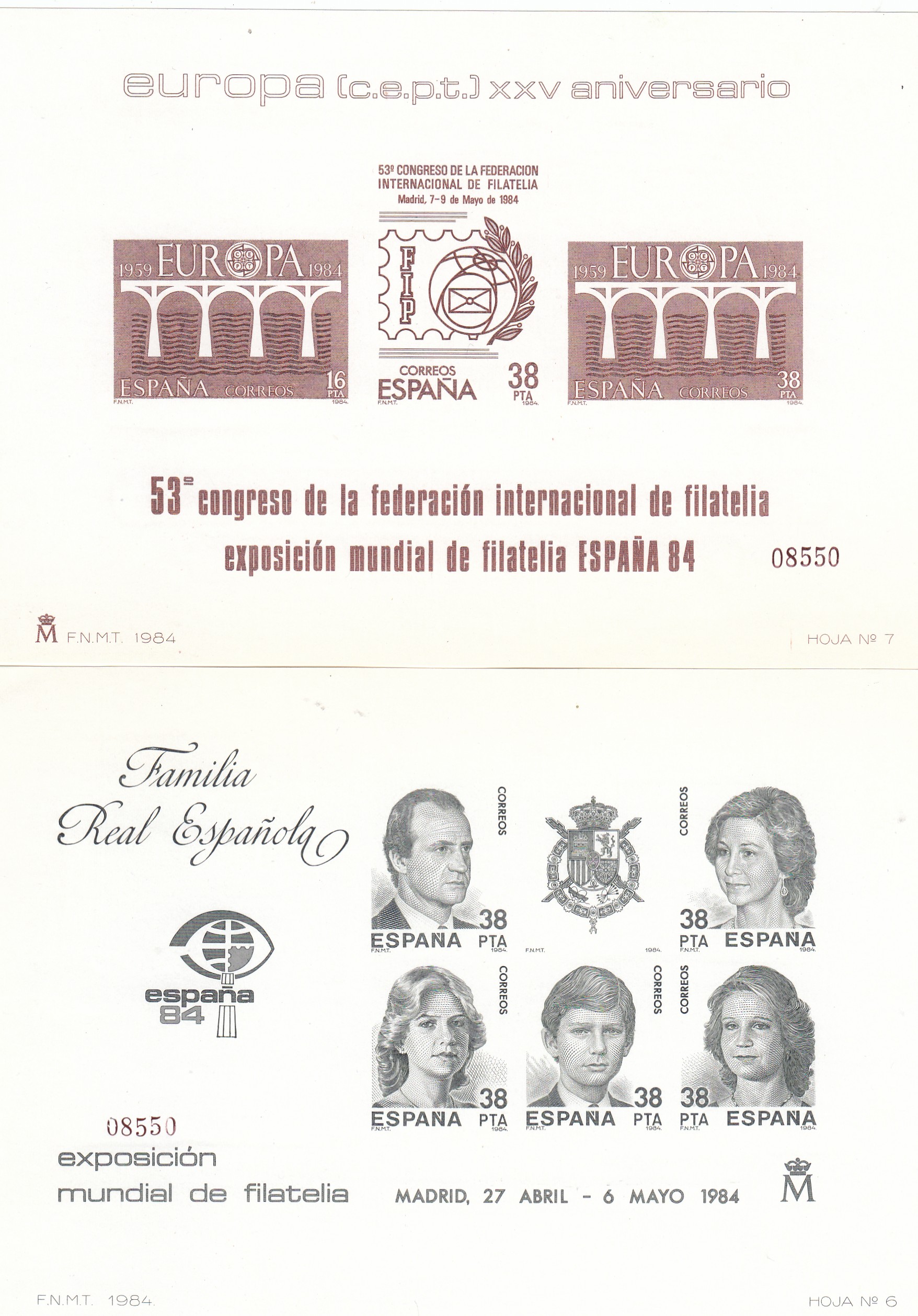 CRS1460 CRS1460 ESPAÑA PRUEBAS DE LUJO Nº 6/7. Año 1984. Misma numeración - Imagen 1