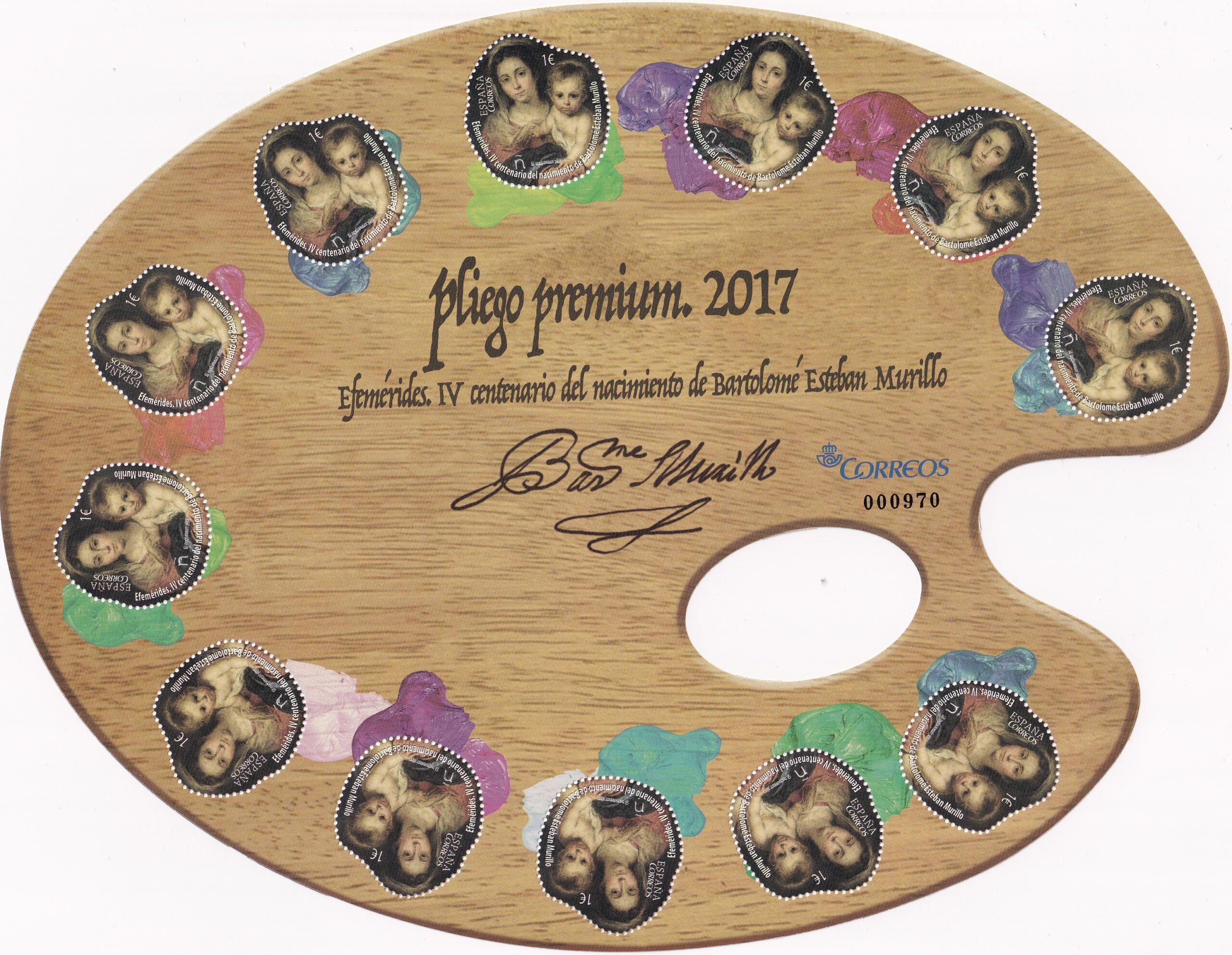 CRS989 CRS989 SELLOS ESPAÑA Pliego PREMIUM nº 43. Nacimiento de Murillo. Año 2017. - Imagen 1