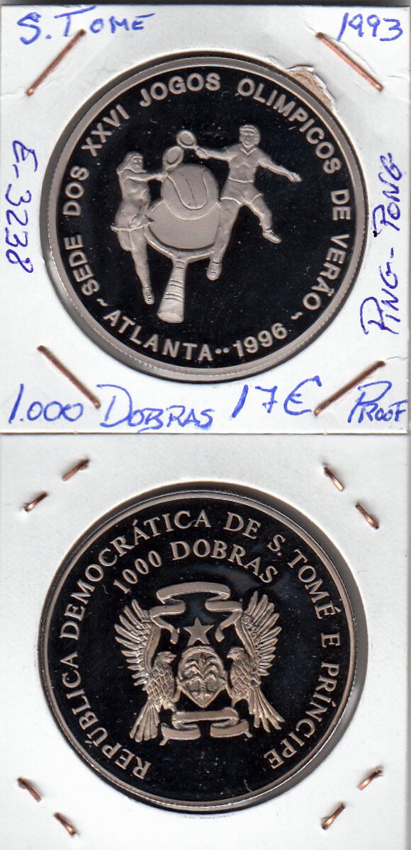 E3238 E3238 MONEDA SANTO TOME Y PRINCIPE 1000 DOBRAS 1993 PROOF - Imagen 1