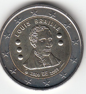 HEUR0070 HEUR0070 MONEDA BELGICA 2 EUROS 2009 (Luis Braille) SIN CIRCULAR - Imagen 1