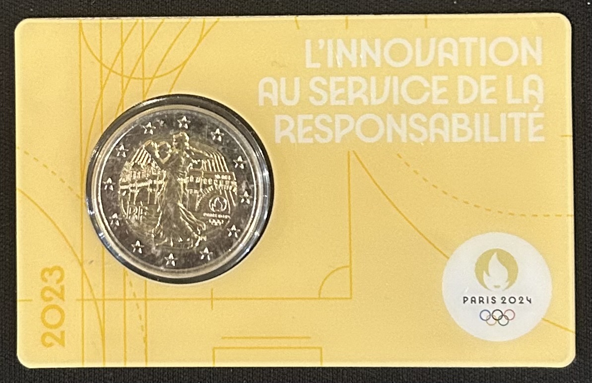 HEUR0641 HEUR0641 MONEDA FRANCIA 2 EUROS 2023 (Juegos Olímpicos París 2024) Color amarillo COIN CARD - Imagen 1