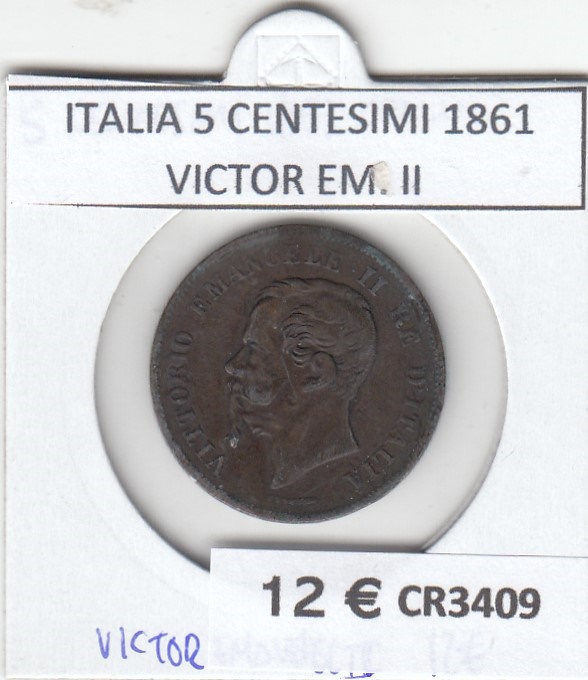 CR3409 CR3409 MONEDA ITALIA 5 CENTESIMI 1861 VICTOR EM. II BC - Imagen 1