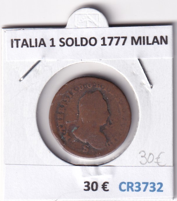 CR3732 CR3732 MONEDA ITALIA 1 SOLDO 1777 MILAN - Imagen 1