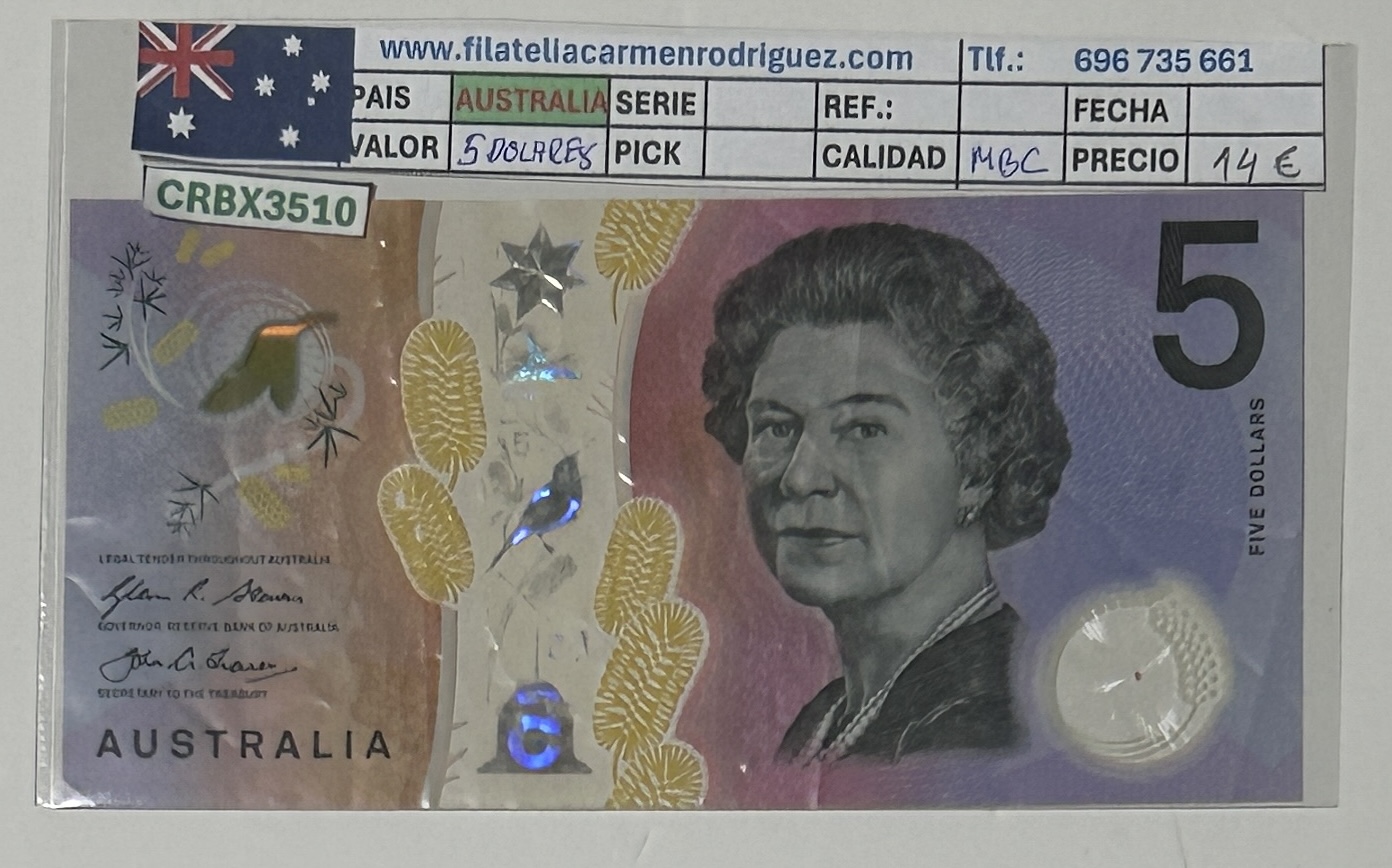 CRBX3510 CRBX3510 BILLETE AUSTRALIA 5 DOLARES SERIE AC MBC - Imagen 1