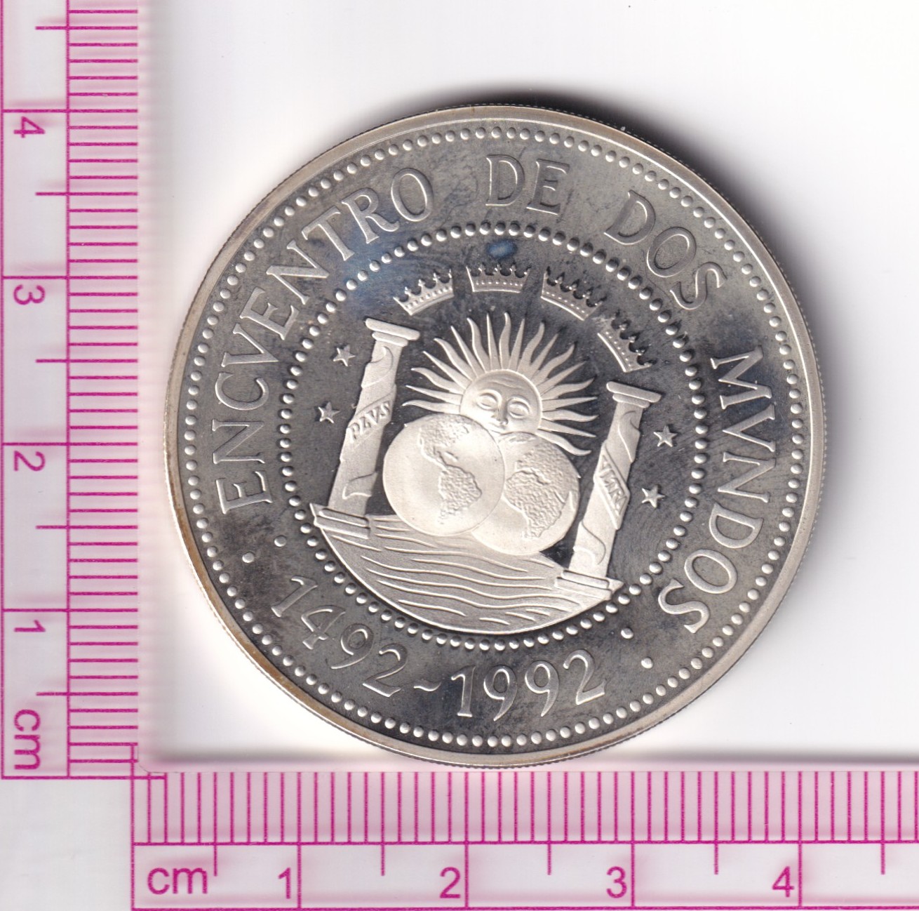 CRCAP337 CRCAP337 MONEDA ARGENTINA ENCUENTRO ENTRE DOS MUNDOS 1000 PESOS 1991 - Imagen 1