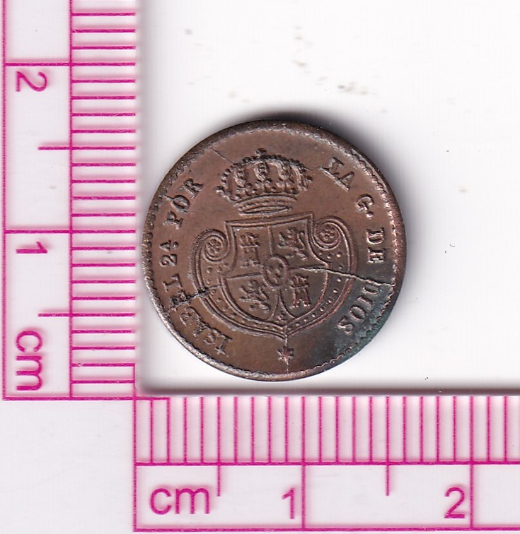 CRF2097 CRF2097 MONEDA ISABEL II MEDIA DÉCIMA DE REAL 1853 SEGOVIA COBRE - Imagen 1