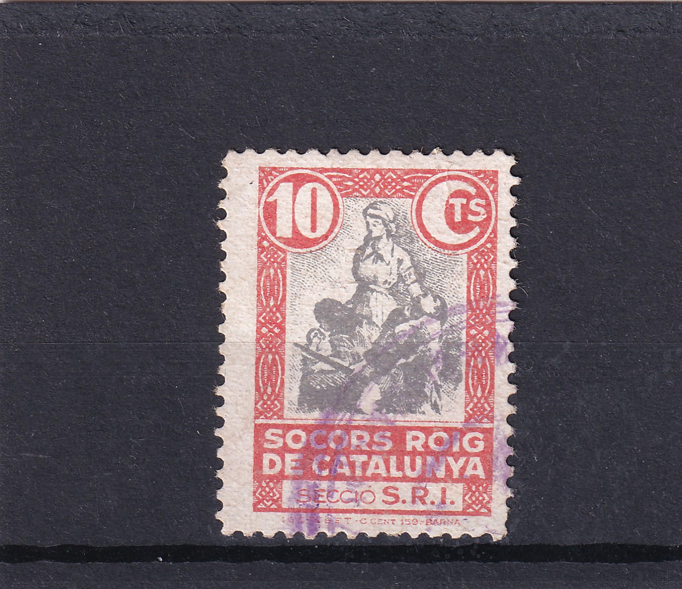 CRS1679 CRS1679 ESPAÑA GUERRA CIVIL S.R.I. (Socorro Rojo Internacional). Cataluña. Matasellado - Imagen 1